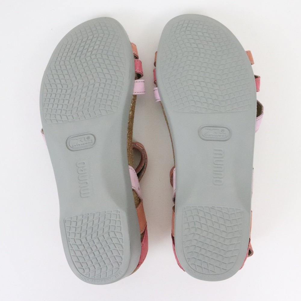 Munro Summer Sandals 7 Sherbet Pink Leather Fabric Adjustable Strap MA86558 - Picture 7 of 9